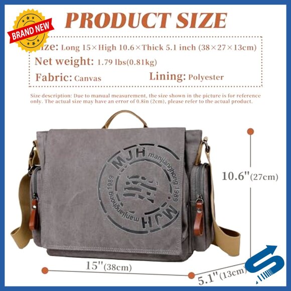 Amazon.com: FANDARE Unisex Messenger Bag Canvas Satchel Bag  Canvas Messenger Bag Vintage Travel Shoulder Satchel Laptop Work Commute